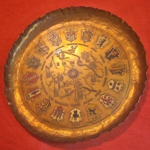 Vintage German  Decorative Brass Coat Of Arms Plate / Wallhanging